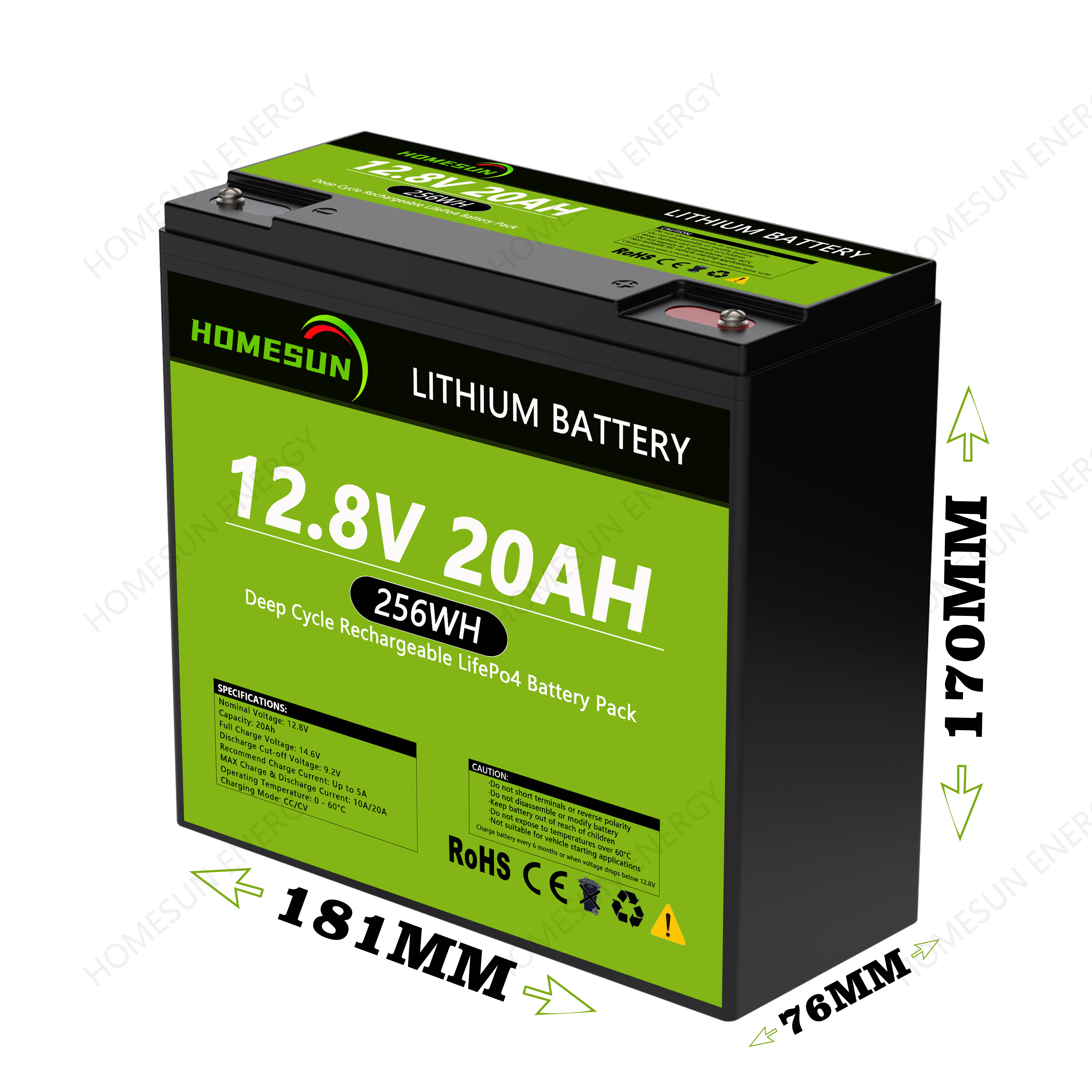 12.8V 20AH Side