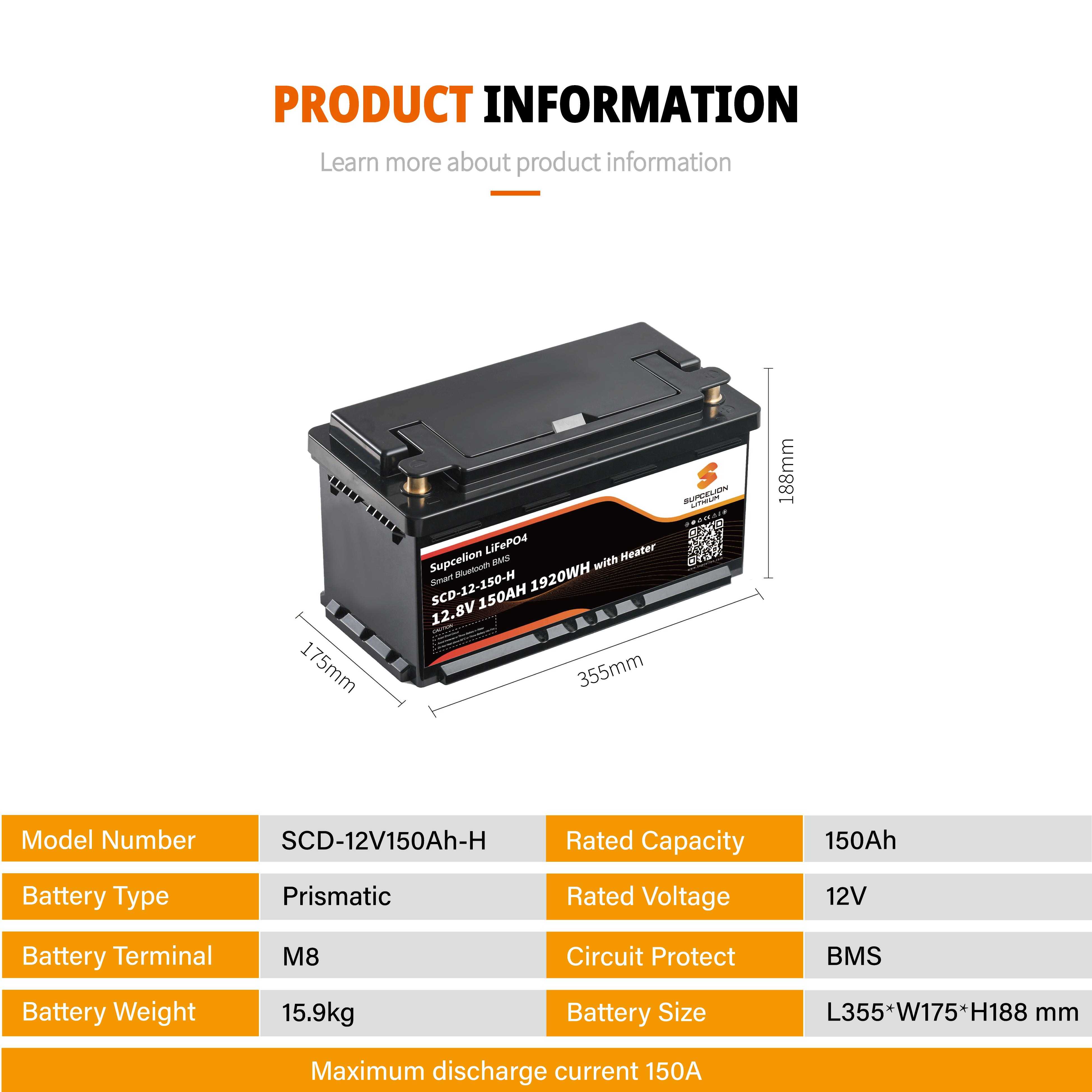 12V 50Ah 100Ah 150Ah 200Ah 300Ah LiFePO4 Deep Cycle Bluetooth Lithium Battery For Solar &amp; RV Energy Storage
