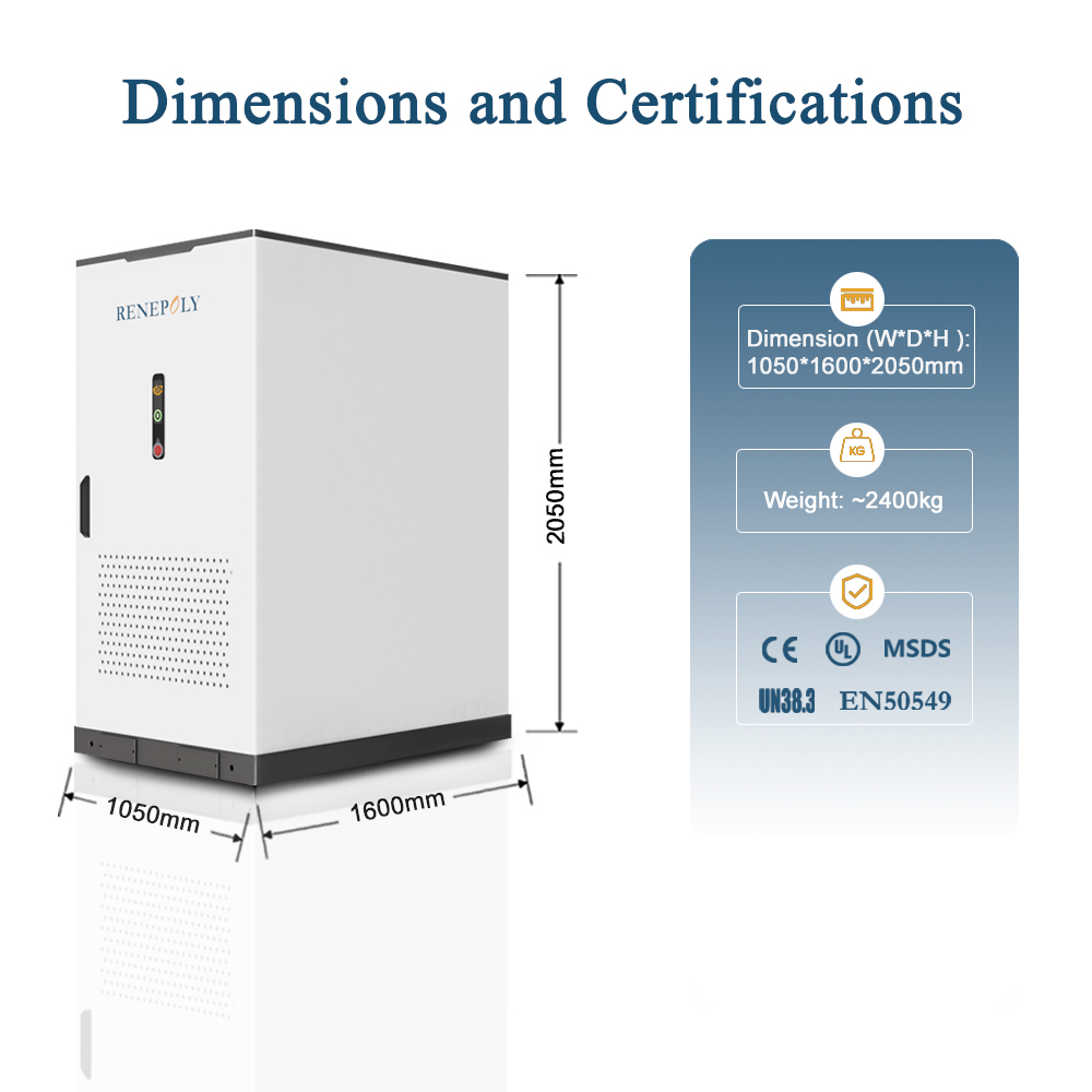 Renepoly LiFePO4 Battery Solar Power System off Grid Liquid Cooling 100kW 215kWh Industrial Commercial Energy Storage Cabinet