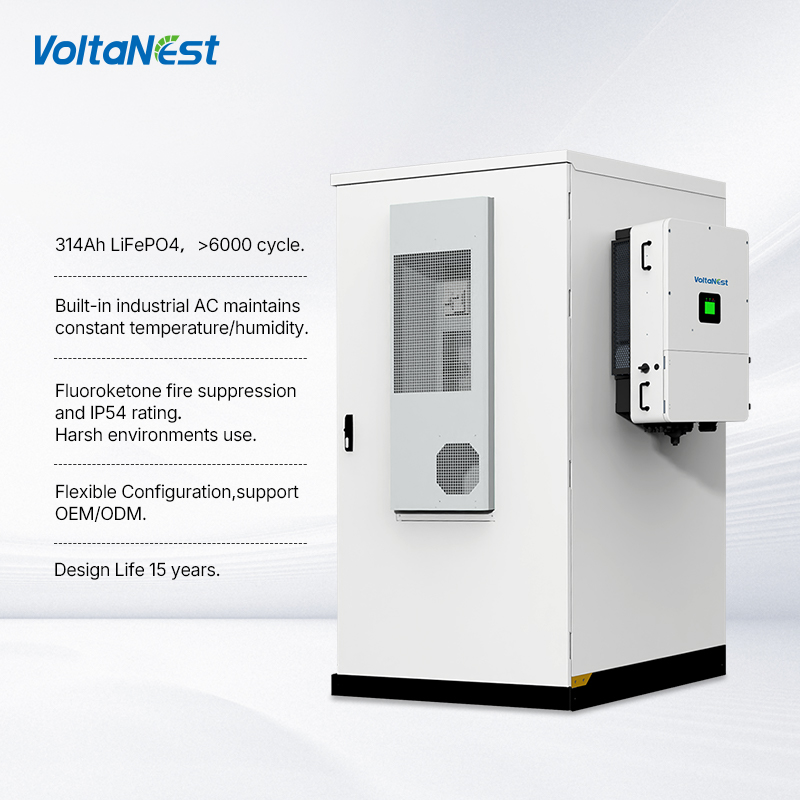 VoltaNest 200kWh 209kwh High Voltage Solar Energy System 100kW ESS Cabinet All in One Industrial and Commercial Battery Storage