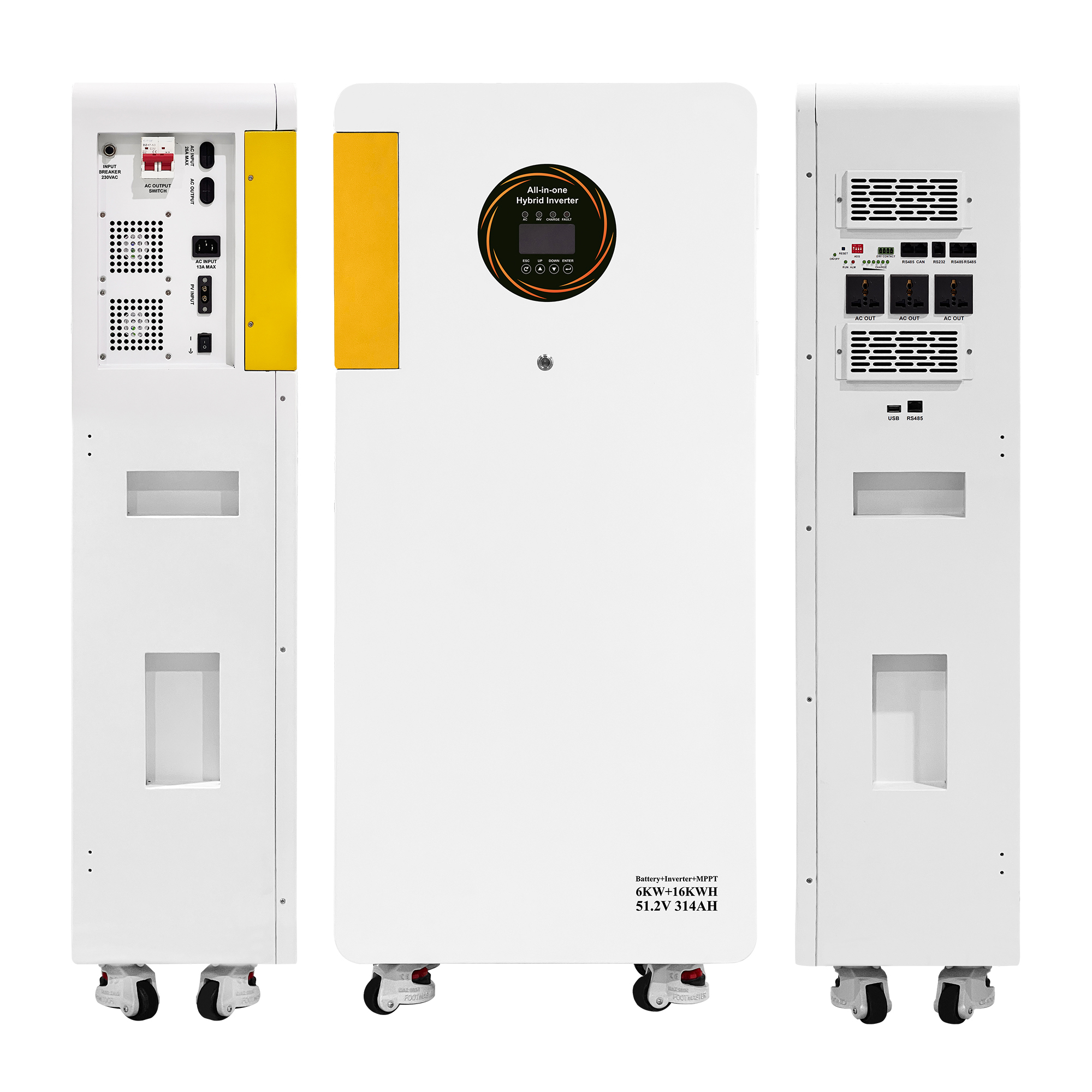 Long Cycle Life 51.2V 314Ah LiFePO4 Battery 16kwh Lithium Battery Lithium Cell Hybrid Solar Inverters 6kW/6kVA
