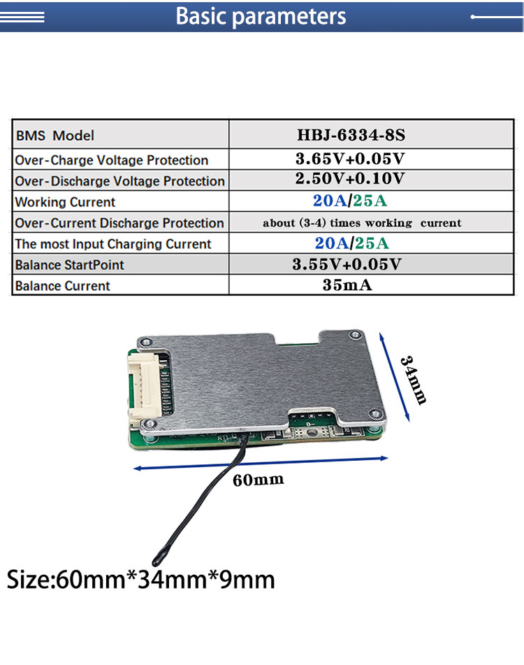 HBJ Lifepo4 Bms 8S 24V 20A 25A Battery Management System with Balance for Lead to Lithium Battery Ups and Solar Street Light