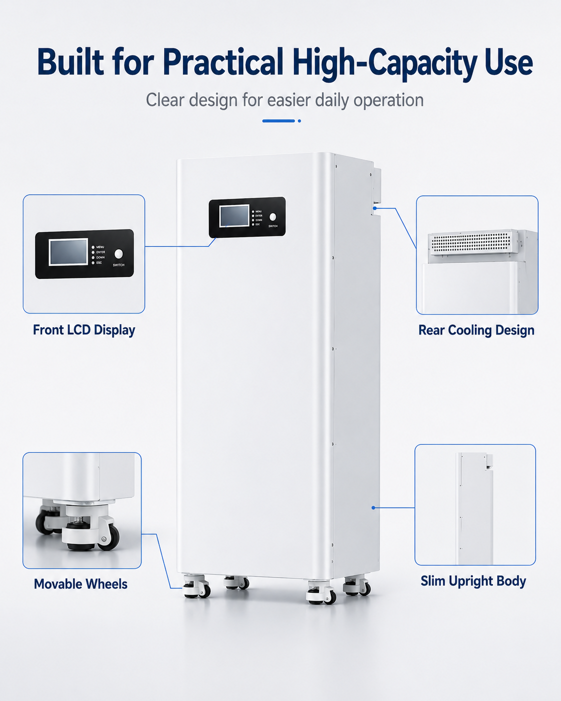 51.2V 314Ah 16kWh Stackable LiFePO4 Battery Pack With CAN Communication For Hybrid Grid Home Solar Energy Storage System