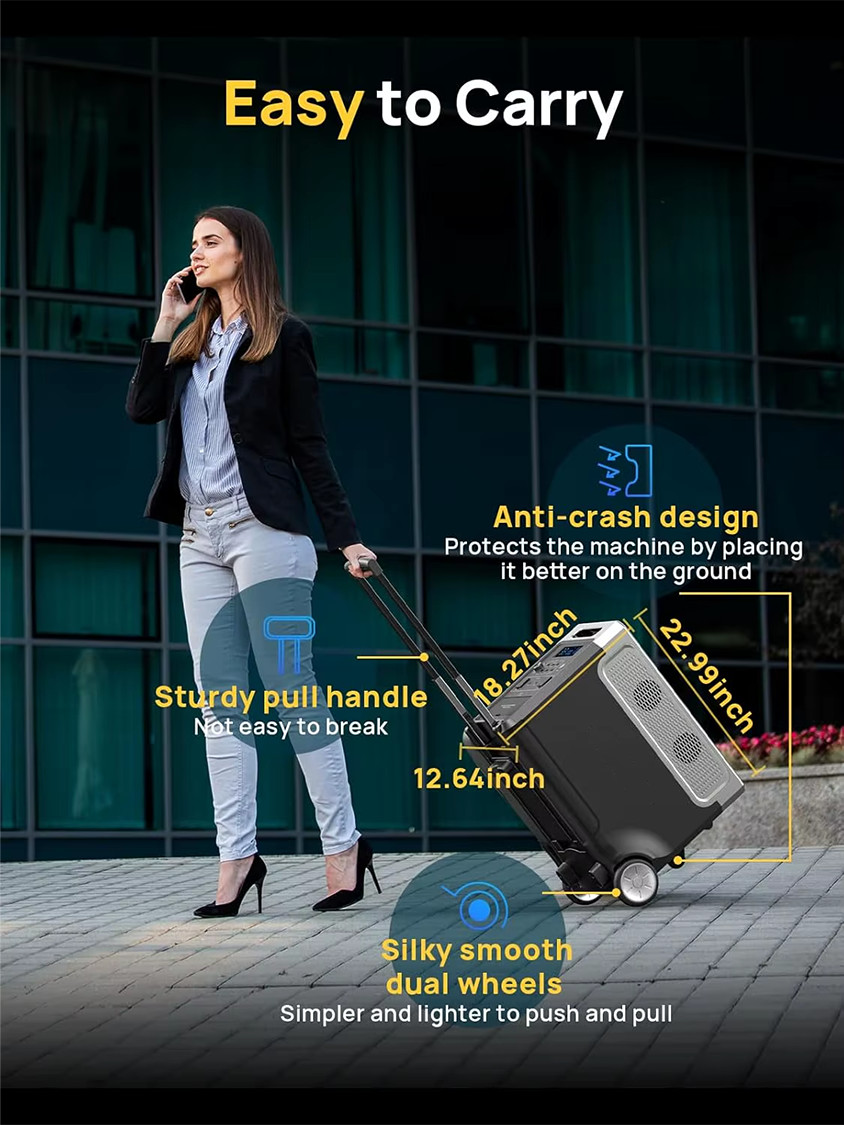 3840Wh Portable Power Station 120V AC Outlets X5 2.5H Fast Charge 3600W LiFePO4 Battery Solar Generator for Home Outdoor