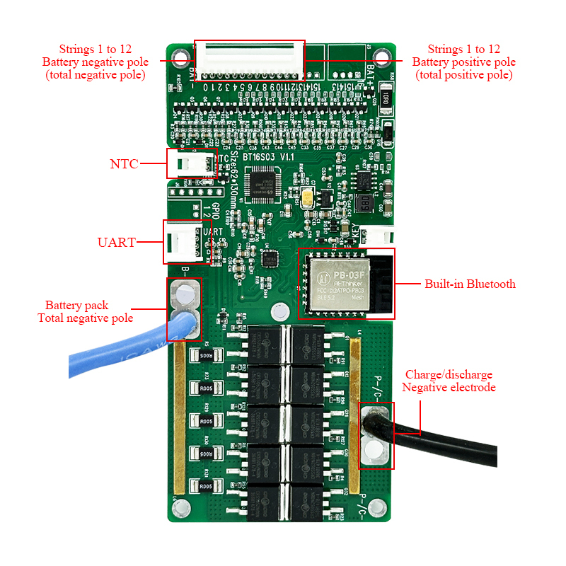 YDE 12S 36V 30A 60A 100A 150A Smart BMS PCBA Battery Management System for Android OS for Li-ion/LiFePO4 Balancing Home