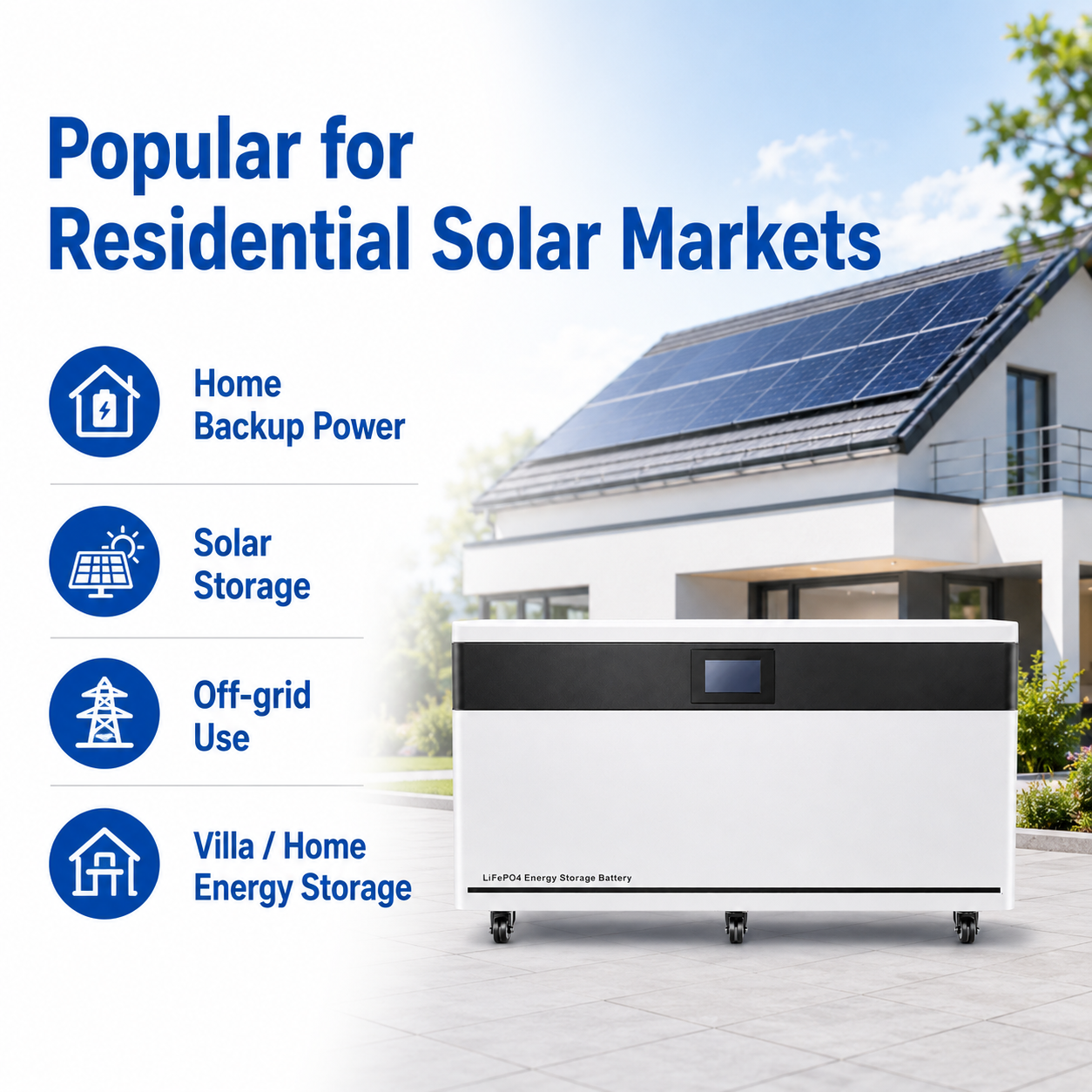40kWh 800Ah LiFePO4 Solar Battery for Solar Distributors Residential Energy Storage Home Backup