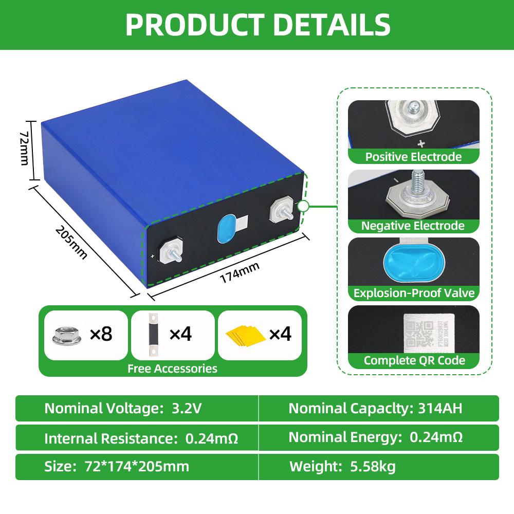 EU Stock MB31 314ah 3.2V Lifepo4 Battery 8000 Cycles 3.2v 314ah Prismatic Lifepo4 Battery Cell For ESS Solar Energy Storage