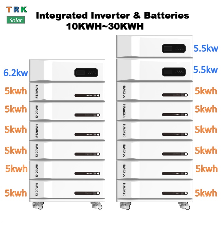 All in One LifePo4 Battery Inverter 6.2kw Storage 10kwh 15kwh 20kwh 25kwh 30kwh Hybrid Grid Home Solar Energy Storage System