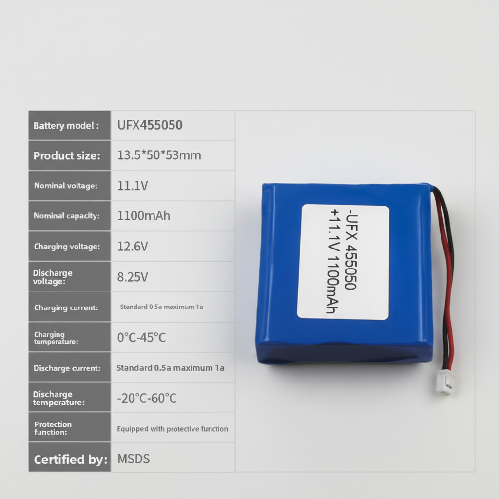 11.1V 1100mAh 3S Li-Polymer Battery LCO for Medical Device Power Tool Robot Vacuum OEM