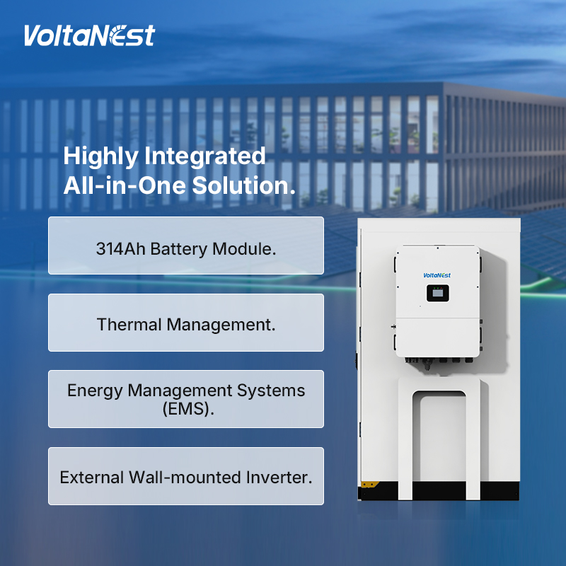 VoltaNest Hybrid 100kWh 50KW 96 kWh LiFePO4 Solar All in One C & l Battery Energy Storage System for Renewable Projects