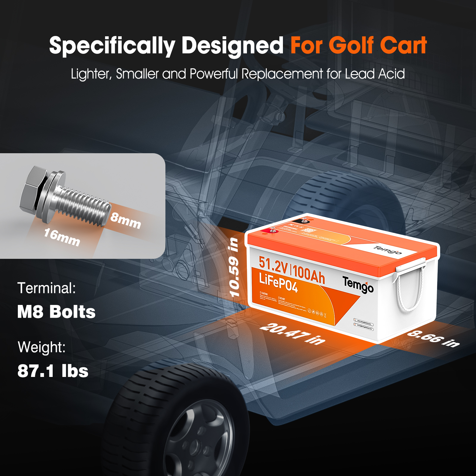 Bluetooth 48V 51.2V 100Ah LiFePO4 Battery Golf Cart Lithium Battery with 200A BMS 72AH 100AH 320Ah Golf Cart Lithium Battery