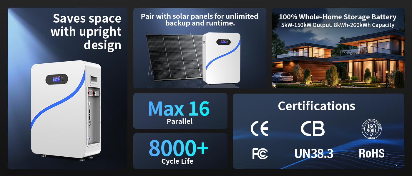 Avepower 15Kwh Home Solar Energy System 48V 200Ah 280Ah 280Ah LiFePO4 Lithium Battery Pack 51.2V Home Energy Storage System