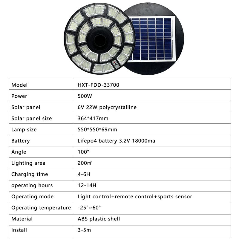 Factory Direct Sales Round UFO 500W 1000W ABS Plastic Integrated All In One Outdoor Solar Street Lights