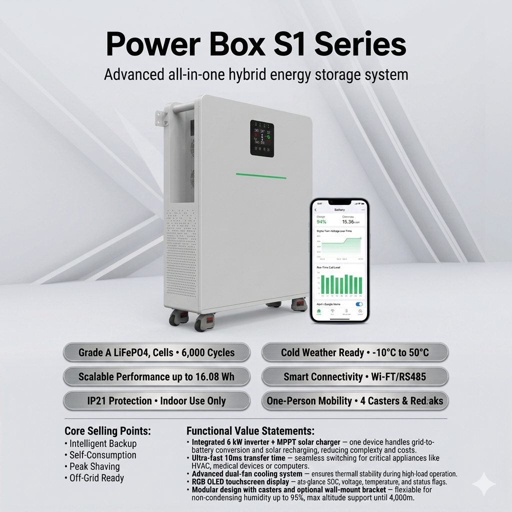 RESSTORAGE S1 51.2V 300Ah 15.36kWh LiFePO4 Split All-in-One Energy Storage 6kW Inverter MPPT CAN IP54 Protection for Solar Home