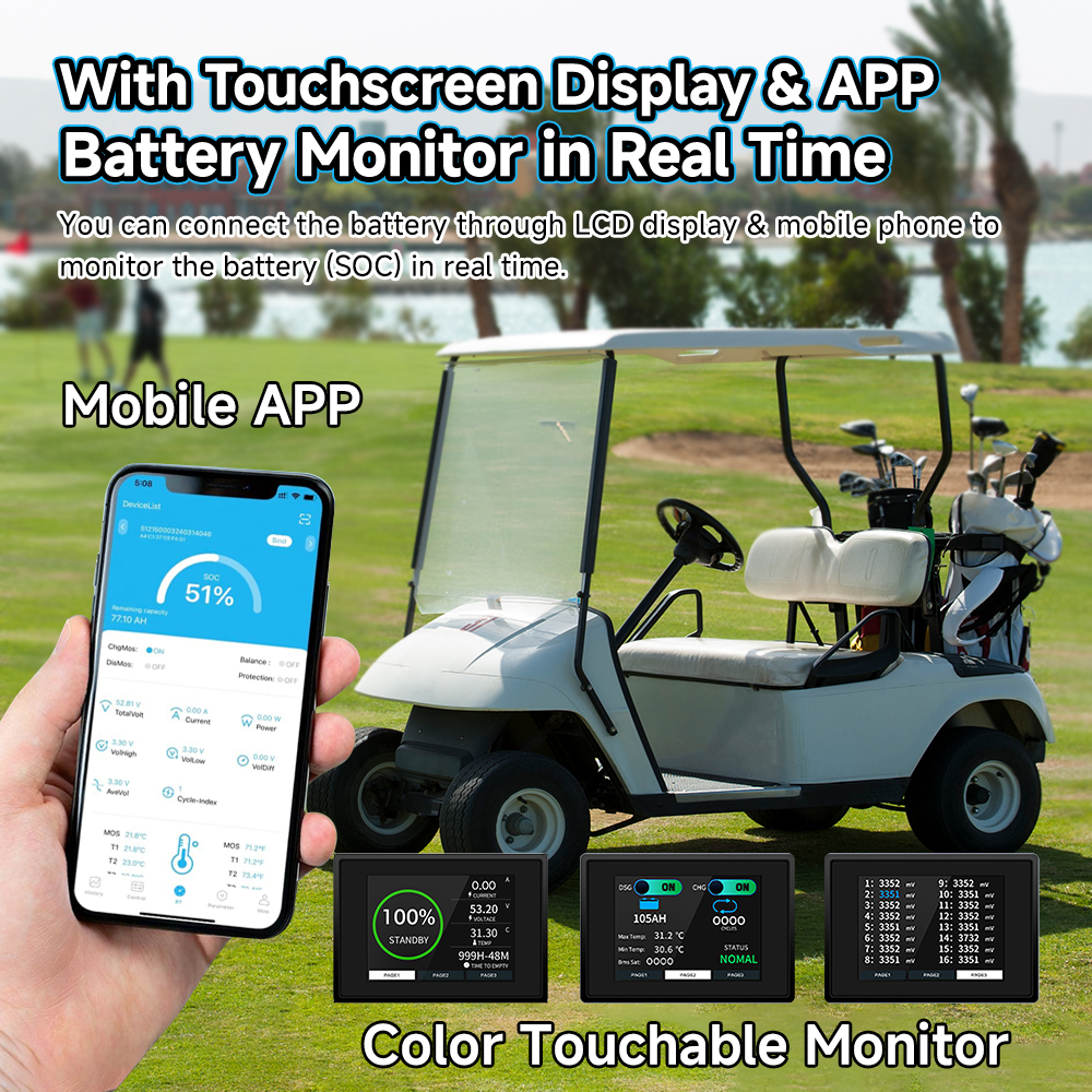 Factory Custom LiFePO4 Golf Cart Batteries 36V 48V 72V 96V 100Ah 200Ah 300Ah Lithium Ion Battery Packs for Golf Cart