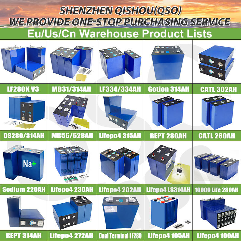 Qishou DDP Poland Eu Stock Lifepo 4 314 280 320 Ah 320Ah Lithium Lipo4 Akku 3.2 V Lf280K 3.2V 280Ah 314Ah Lifepo4 Battery Cell