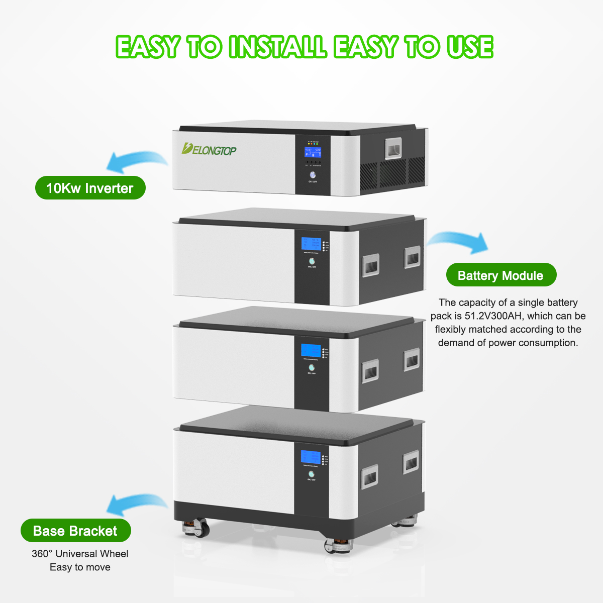 6000 Cycles 51.2V 30kwh 45kwh 60kwh LiFePo4 Lithium Back Up Battery With 10KW/12KW Inverter Solar System Home Energy Storage