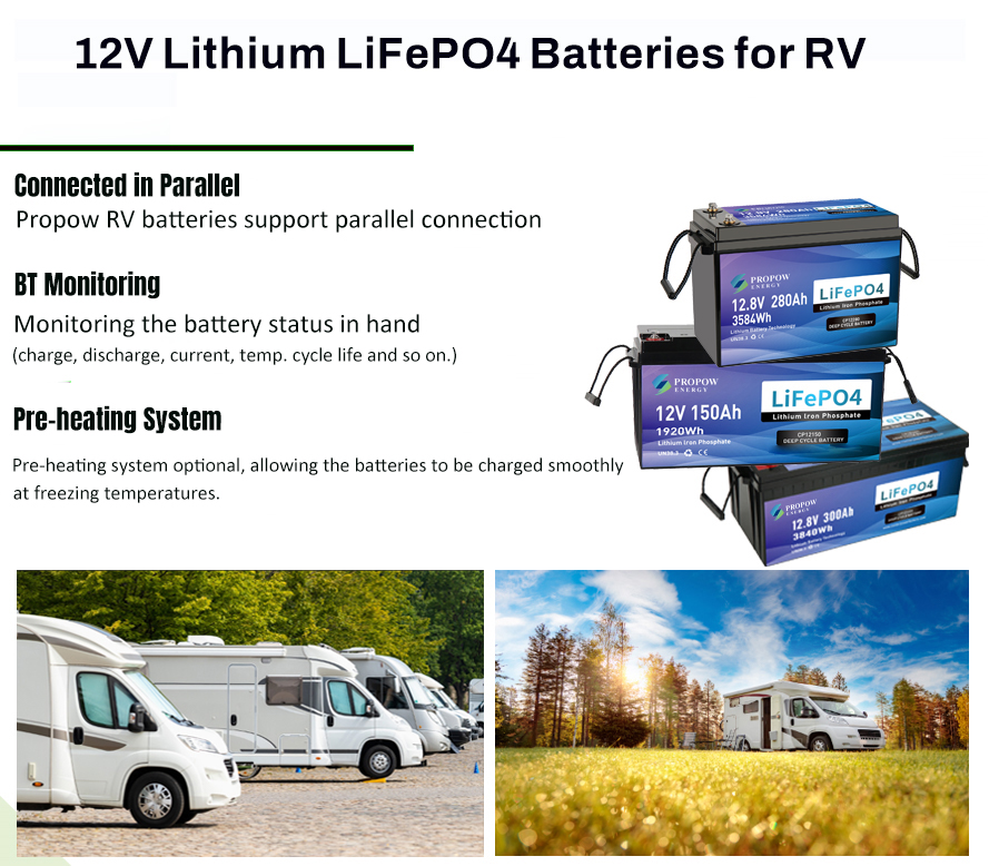 Caravan Lithium Batteries 150Ah 200Ah 280Ah 12V 560Ah 600Ah 690Ah LiFePO4 Battery for RV