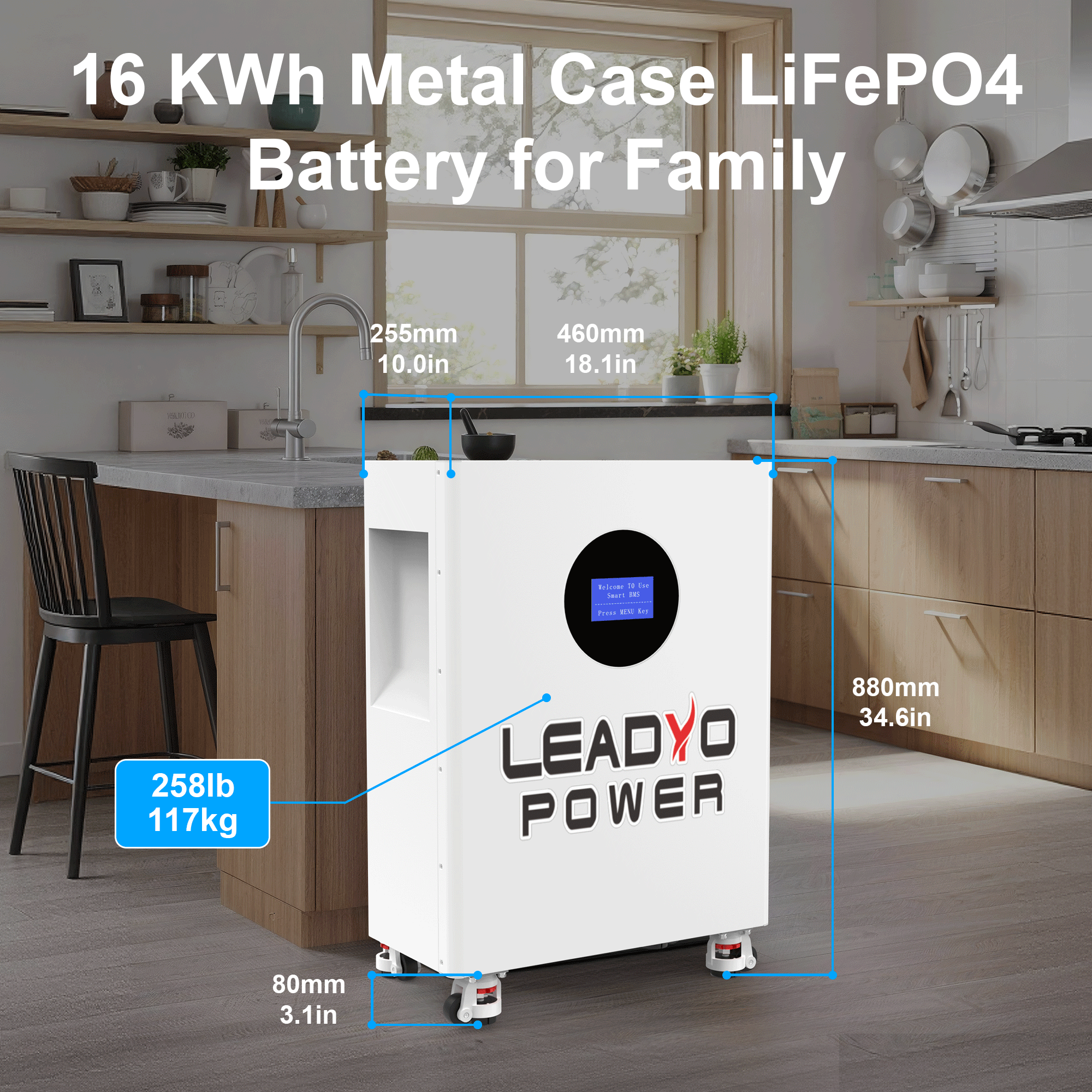 Home Solar Energy Storage LiFePO4 Lithium Ion Battery Pack 48V/51.2V 314Ah Stackable 6000 Cycles Vertical