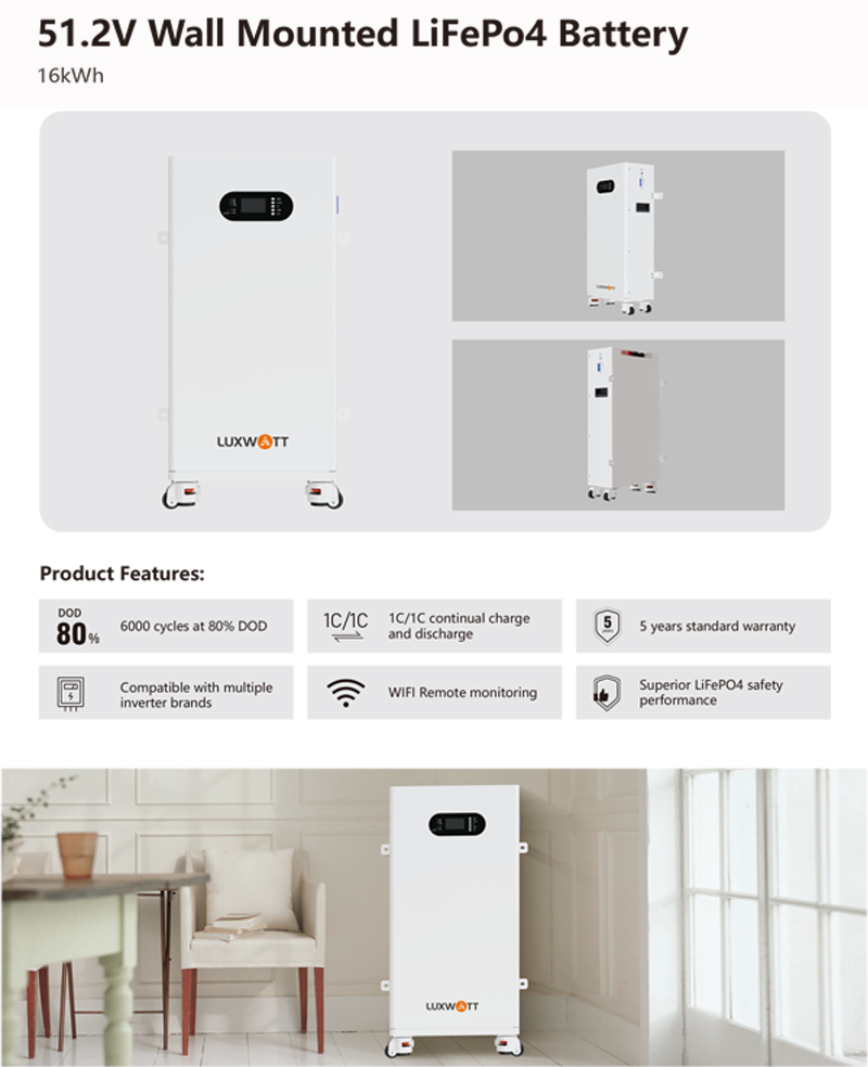 Home Energy Storage Battery 51.2V 200Ah LiFePO4 Solar Battery Storage System for Residential Solar Power