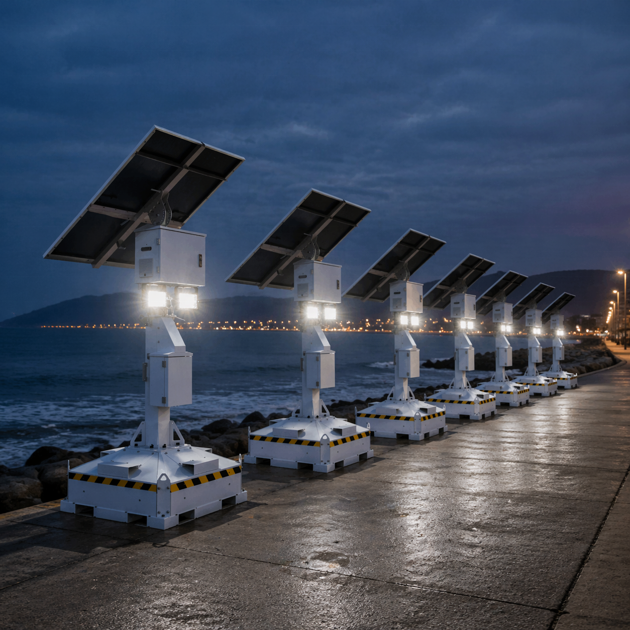 CE ISO Certified LED Portable Foldable Design Solar Lighting Tower With Stable Voltage Output For Parking Lots