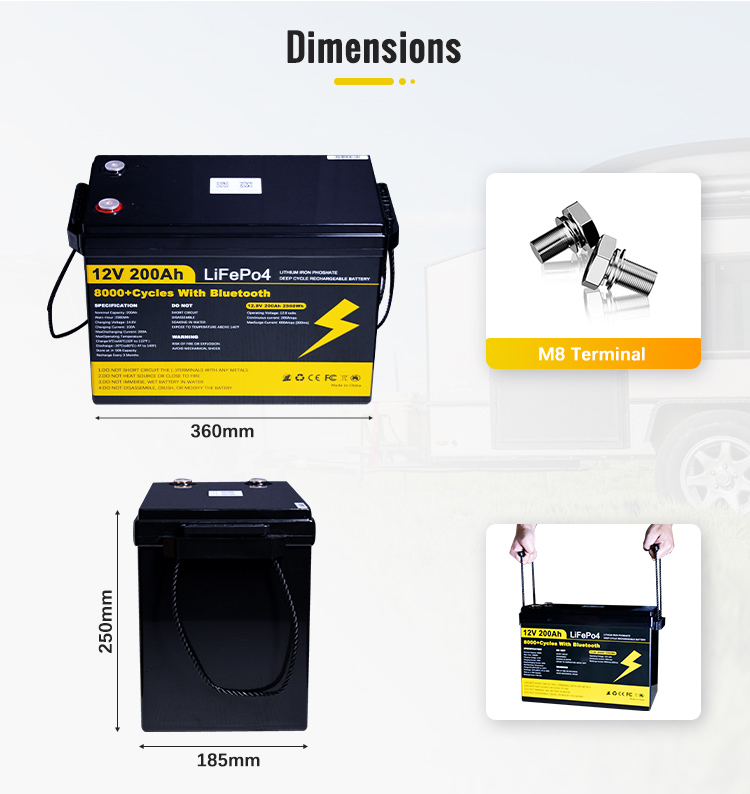 Poland Stock LiFePO4 Battery 12V 50/100/125/200Ah Deep Cycle Built-in BMS 5-Year Lifespan RV/ Solar Panel /Trolling Motor/camper