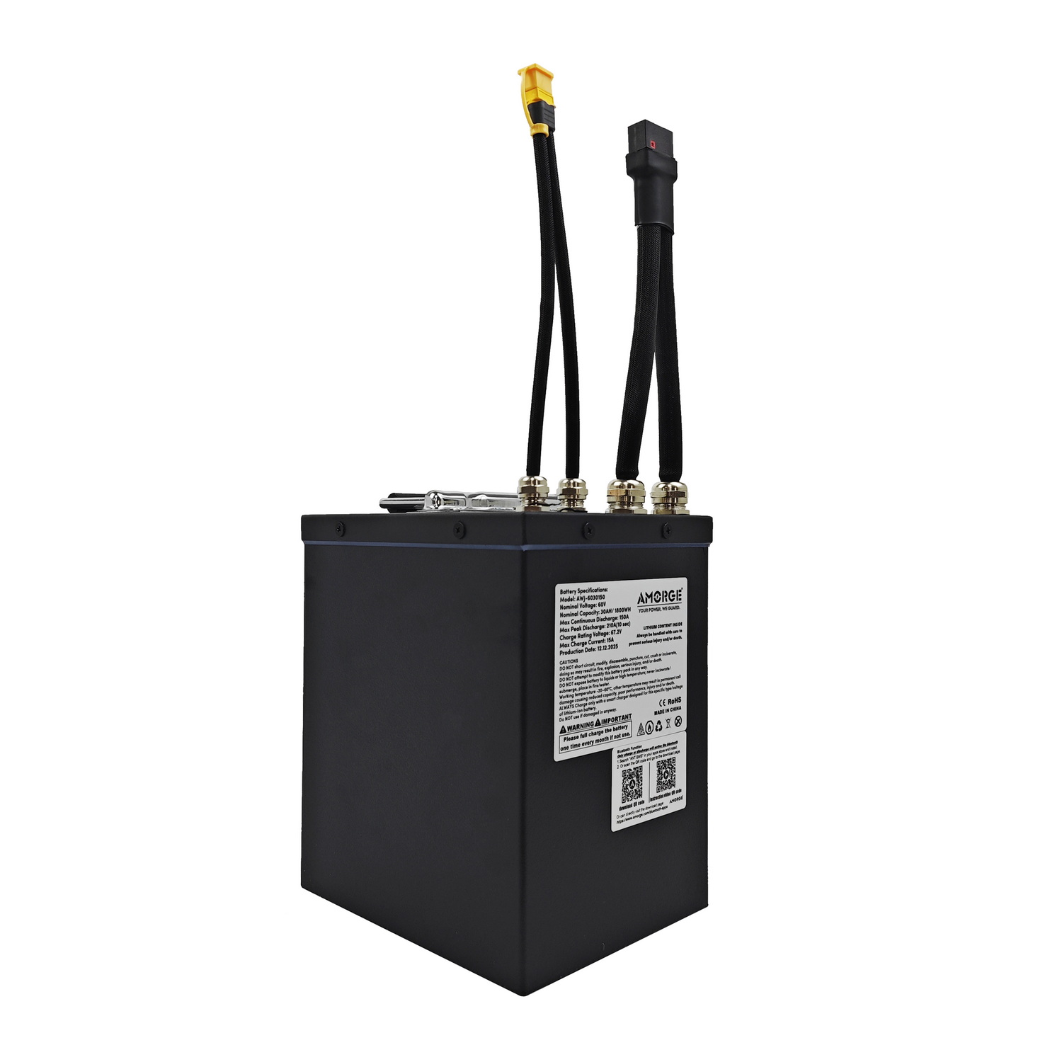 AMORGE 16S6P 60V 30AH 150A Lithium Battery Pack With ANT Bluetooth BMS for Tuttio Soleil01 Electric Mini Bike