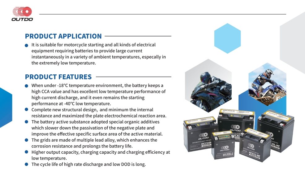 Outdo 12V12ah Hcz14s High Cranking AGM Motorcycle Battery with Smart Display Technology