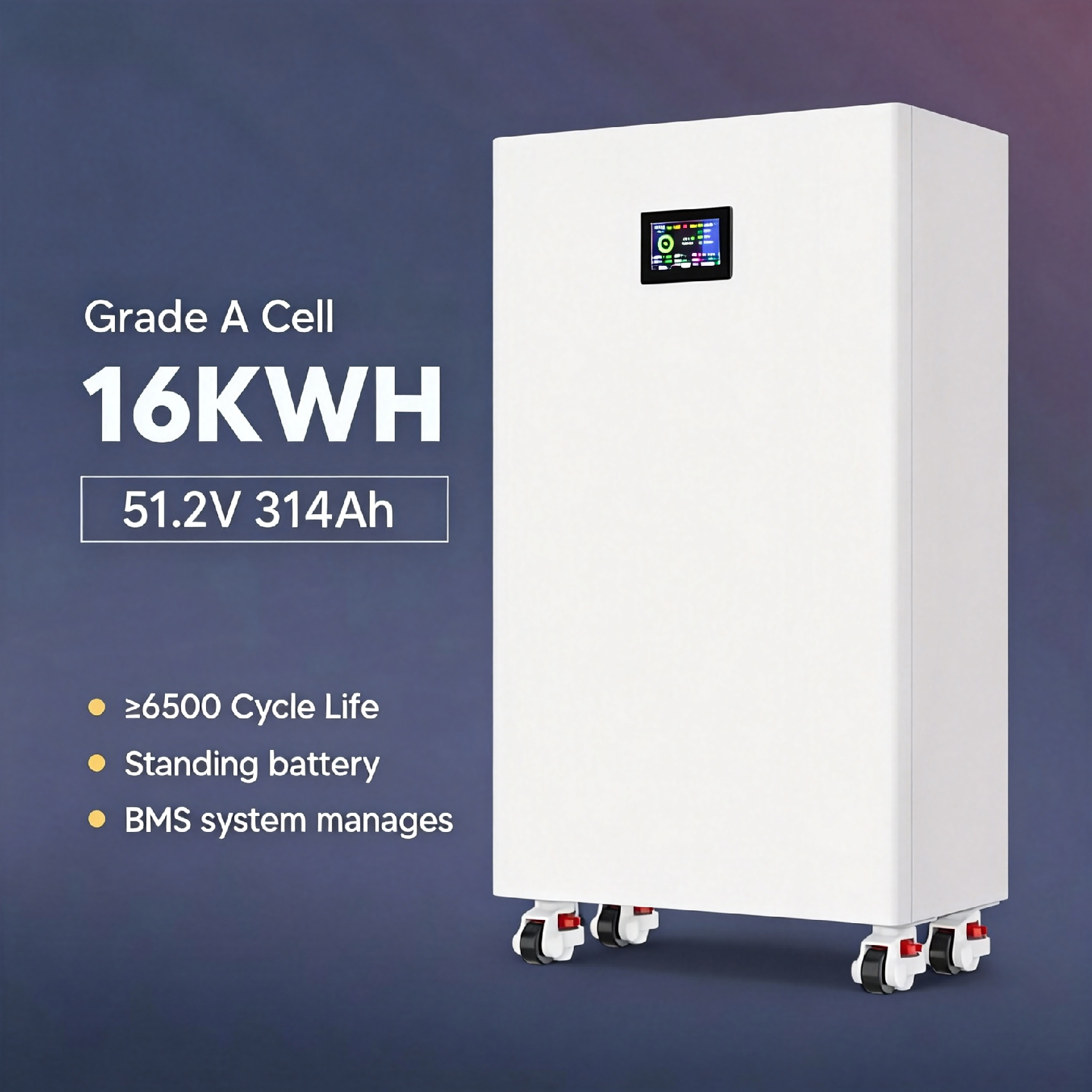 48V/51.2V LiFePO4 Home Energy Storage Solar Battery Pack 10-20KWh Stackable IP66 Protection 10-Year Warranty