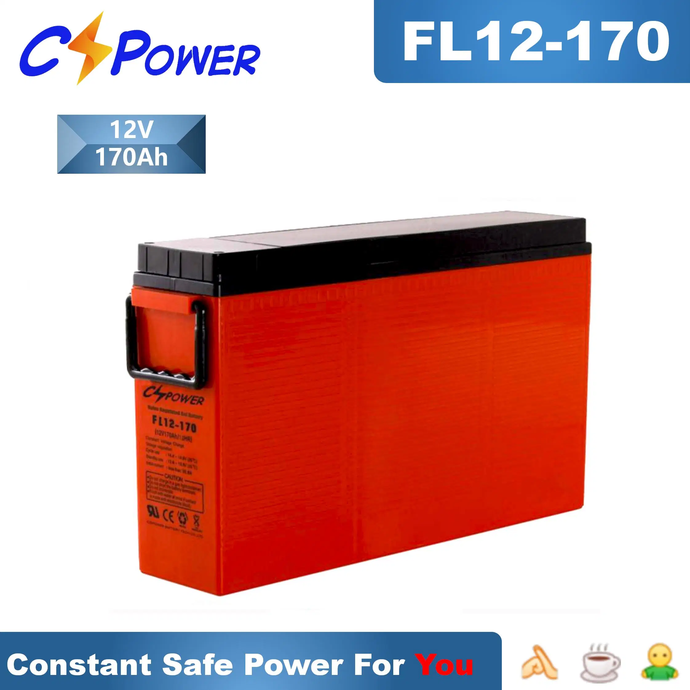 China Cspower Front Terminal Telecommunication UPS Battery Solar Gel Battery 125ah