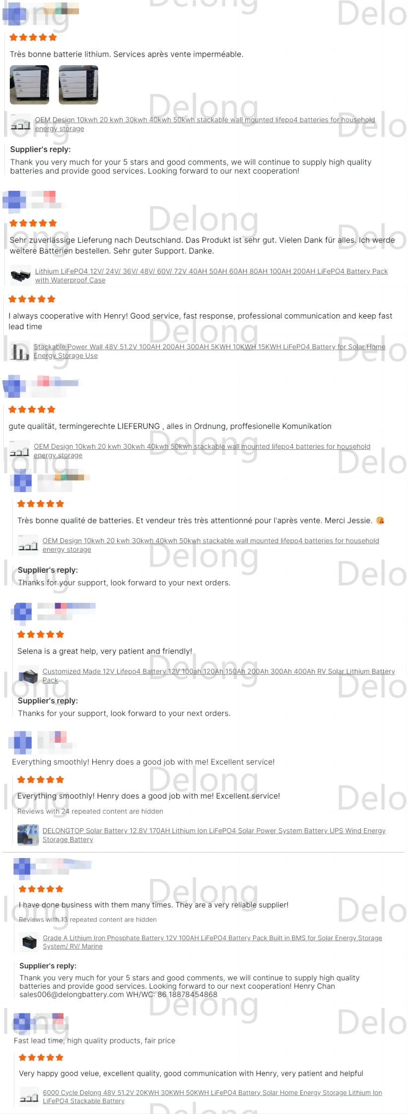 Positive Customer Reviews Grid