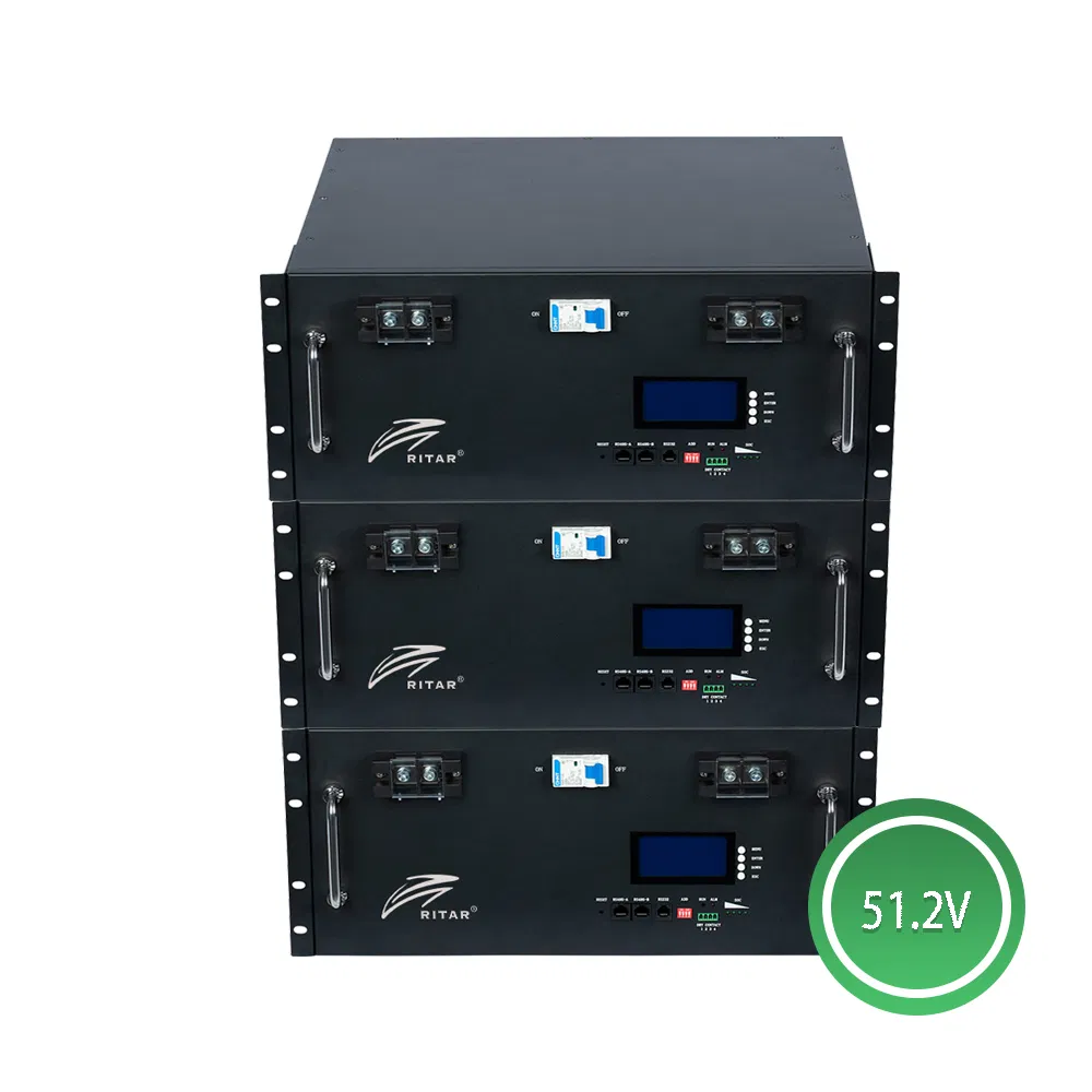 Easy Installation Ritar Brand High Technology Rack Style Li-ion 48V/51.2V Solar Lithium LiFePO4 Power Storage Battery for Inverter Use with Smart BMS System