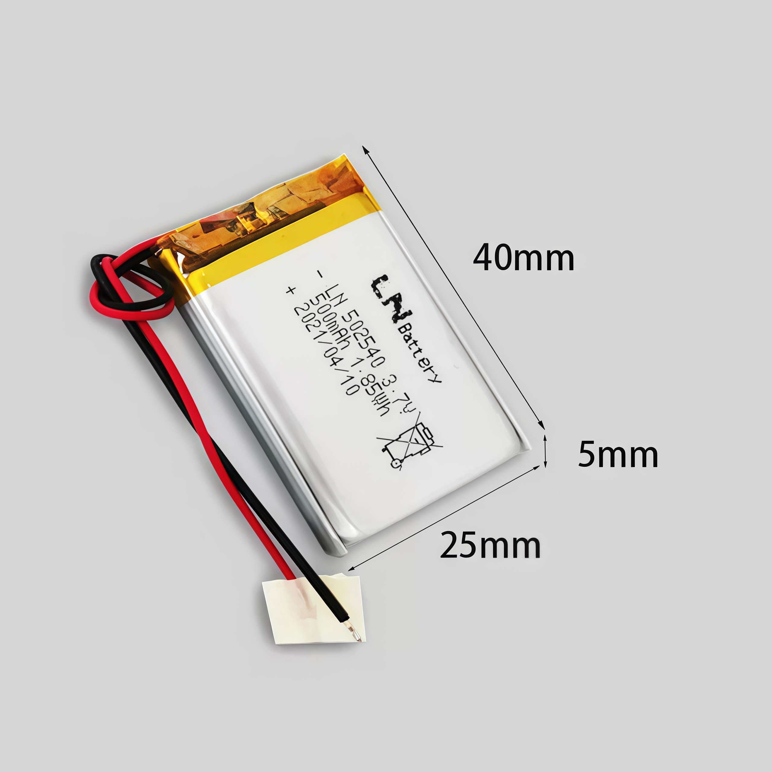 High Quality Rechargeable Pouch Lithium-Ion Polymer Battery 3.7V 500mAh Lipo 502540 Battery with PCM and Connector
