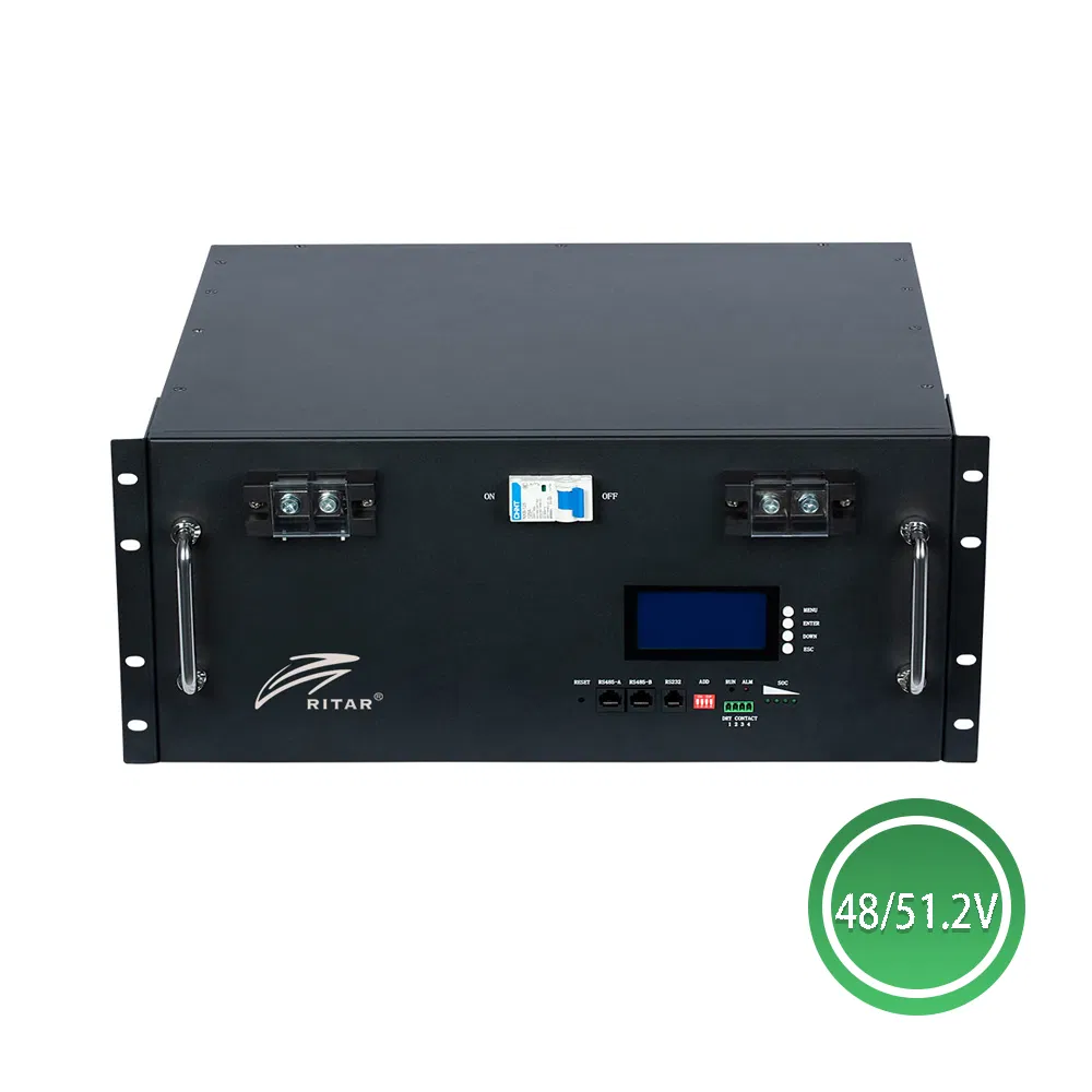 New Arrival High Technology 48V/51.2V Ritar 100ah 200ah 300ah LiFePO4 Power Rack Mount Style Storage Solar Lithium Battery with Smart BMS System