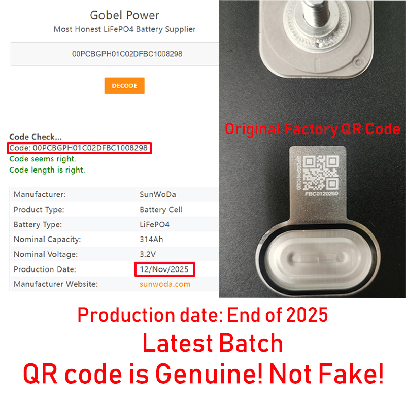 Eu Stock Gotion Sunwoda 3.2V 314Ah 320Ah Lifepo4 Battery Cells Prismatic Lithium Ion Batteries 330Ah Battery Lifepo4 For Solar