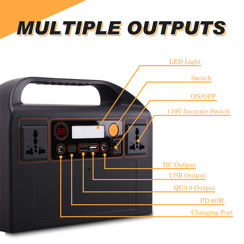 Emergency Portable Power Station 300w 500w Lifepo4 Portable Power Station Solar Generator 220v
