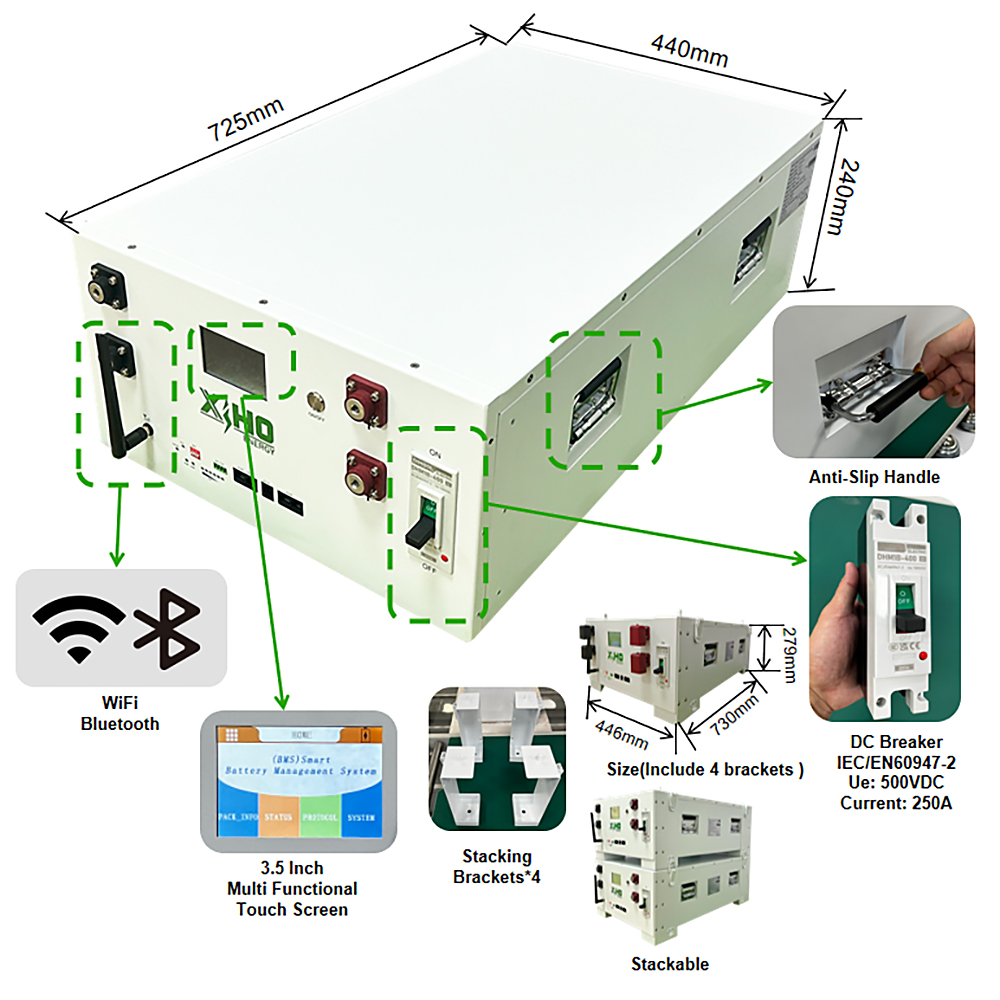 XIHO Wholesaler 15kWh 16kWh 3.2V 330Ah A+ Lifepo4 Cell LFP Solar Home Energy Storage JK PACE BMS Lithium Ion Battery Pack