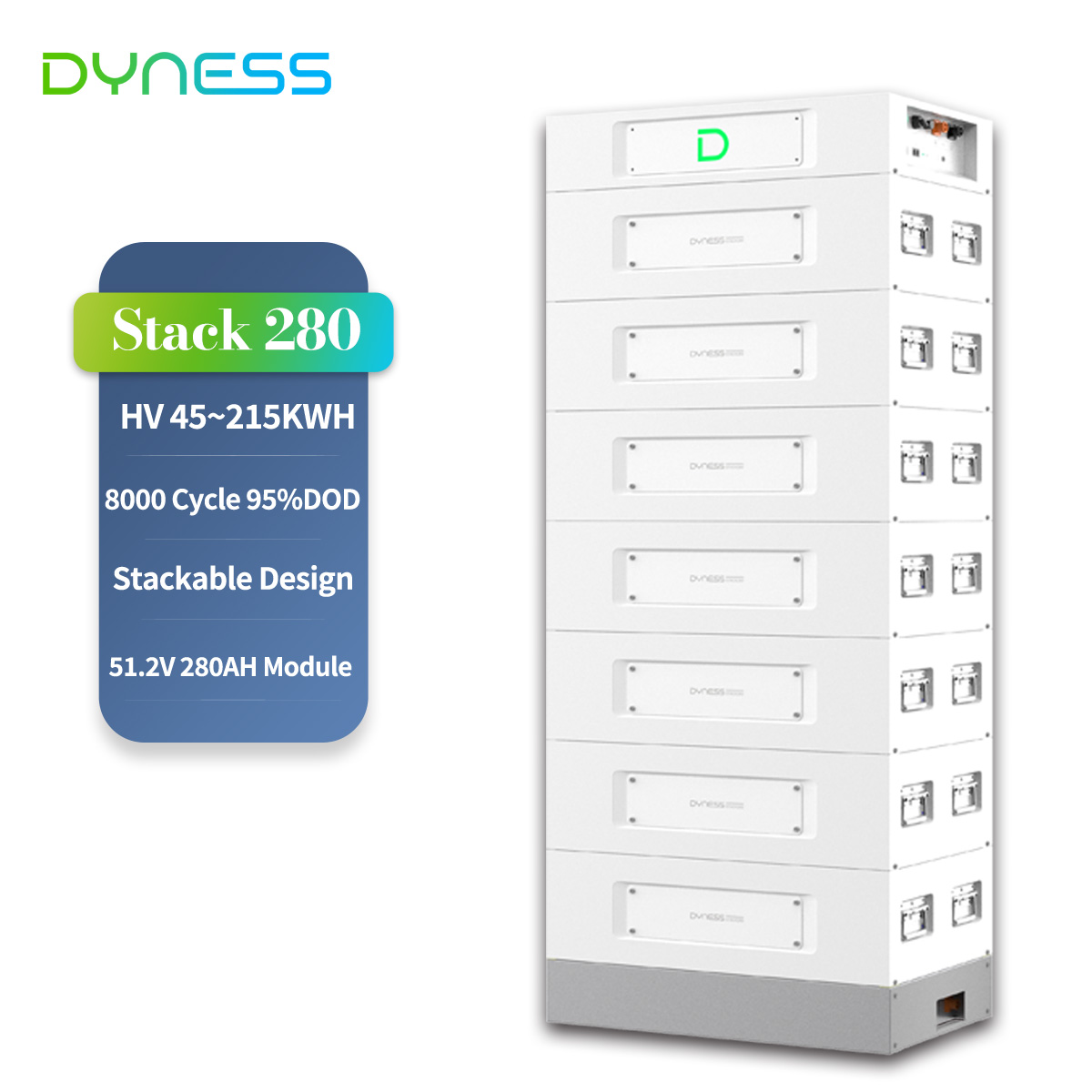 Dyness Stack280 High Voltage Stackable battery 43kwh~215kwh 51.2v 280ah Lifpo4 battery Module 8000 Cycle Energy Storage system
