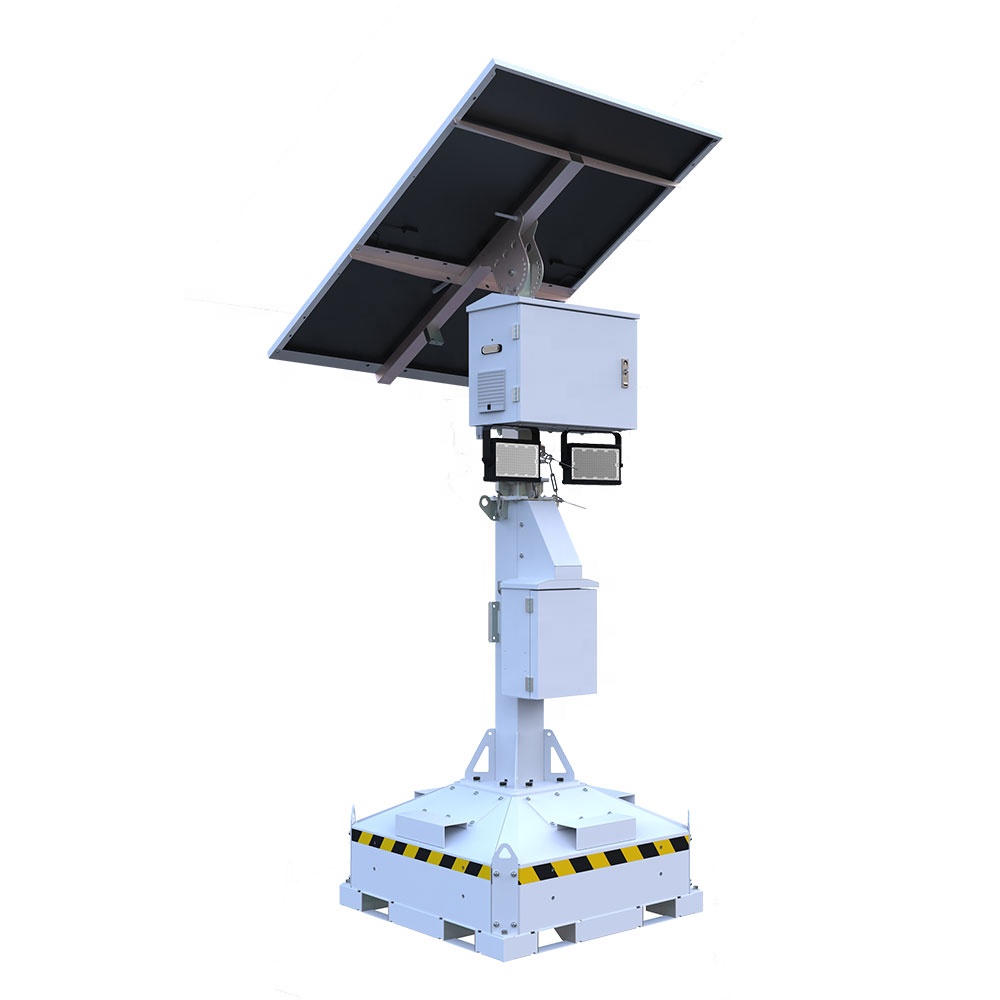 CE ISO Certified LED Portable Foldable Design Solar Lighting Tower With Stable Voltage Output For Parking Lots