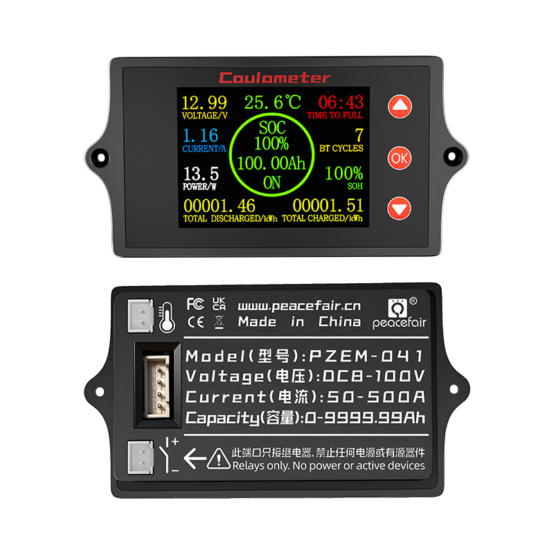 Peacefair Digital 8-100V 50-500A Battery Monitor &amp; Capacity Tester For Battery Pack Universal Battery Tester With XH Interface