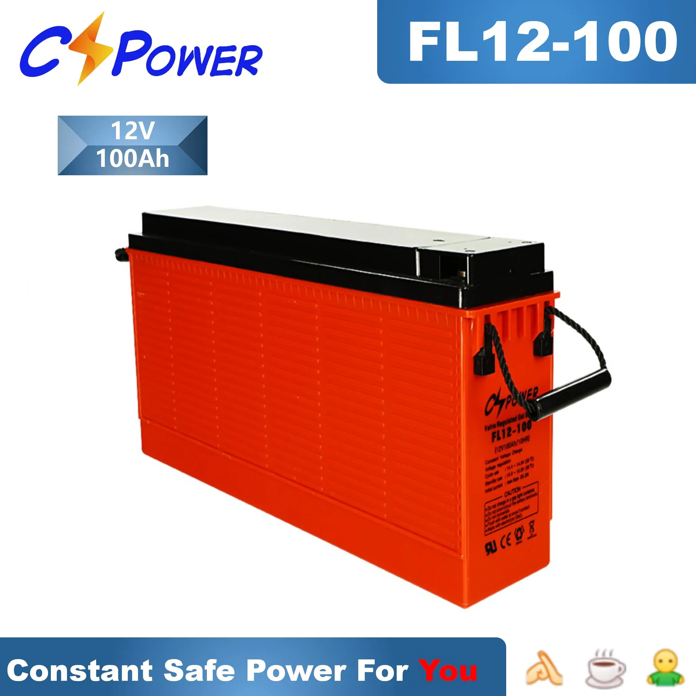 China Cspower Front Terminal Telecommunication UPS Battery Solar Gel Battery 125ah