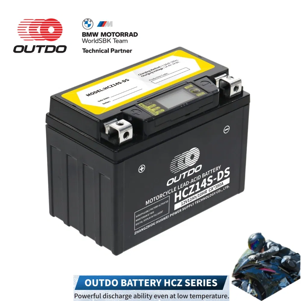 Outdo 12V12ah Hcz14s High Cranking AGM Motorcycle Battery with Smart Display Technology