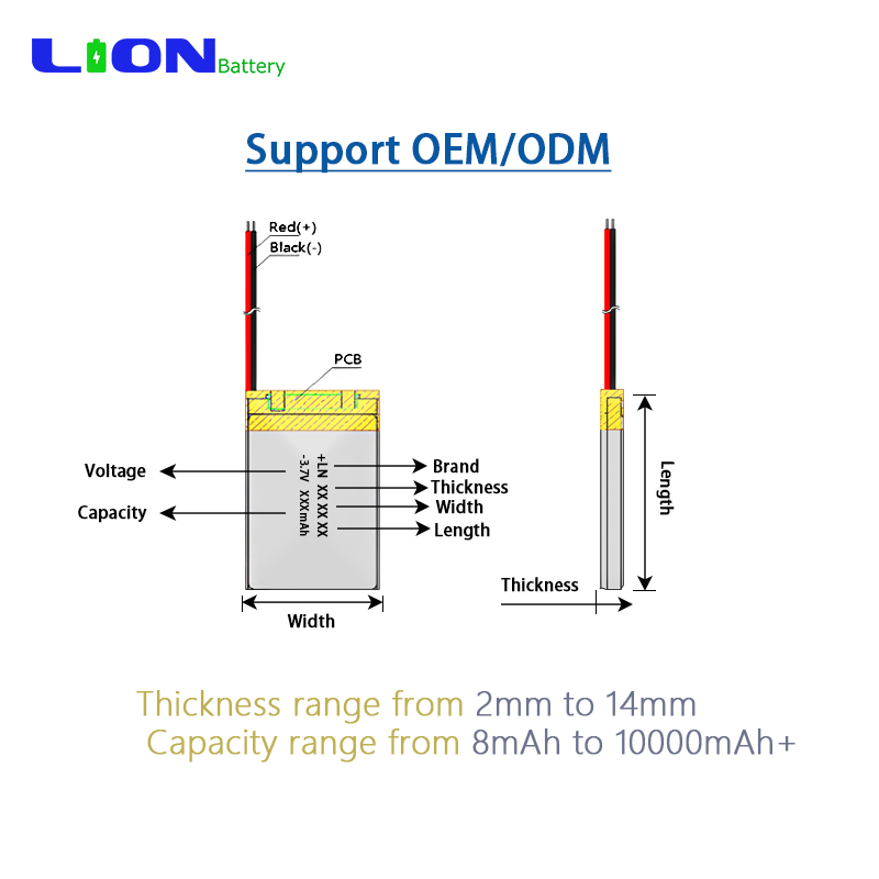 High Quality Rechargeable Pouch Lithium-Ion Polymer Battery 3.7V 500mAh Lipo 502540 Battery with PCM and Connector