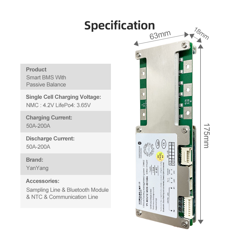 Smart 150A BMS PCBA for 24V 6S/7S/8S Lithium Battery Management System with RS485 UART Communication