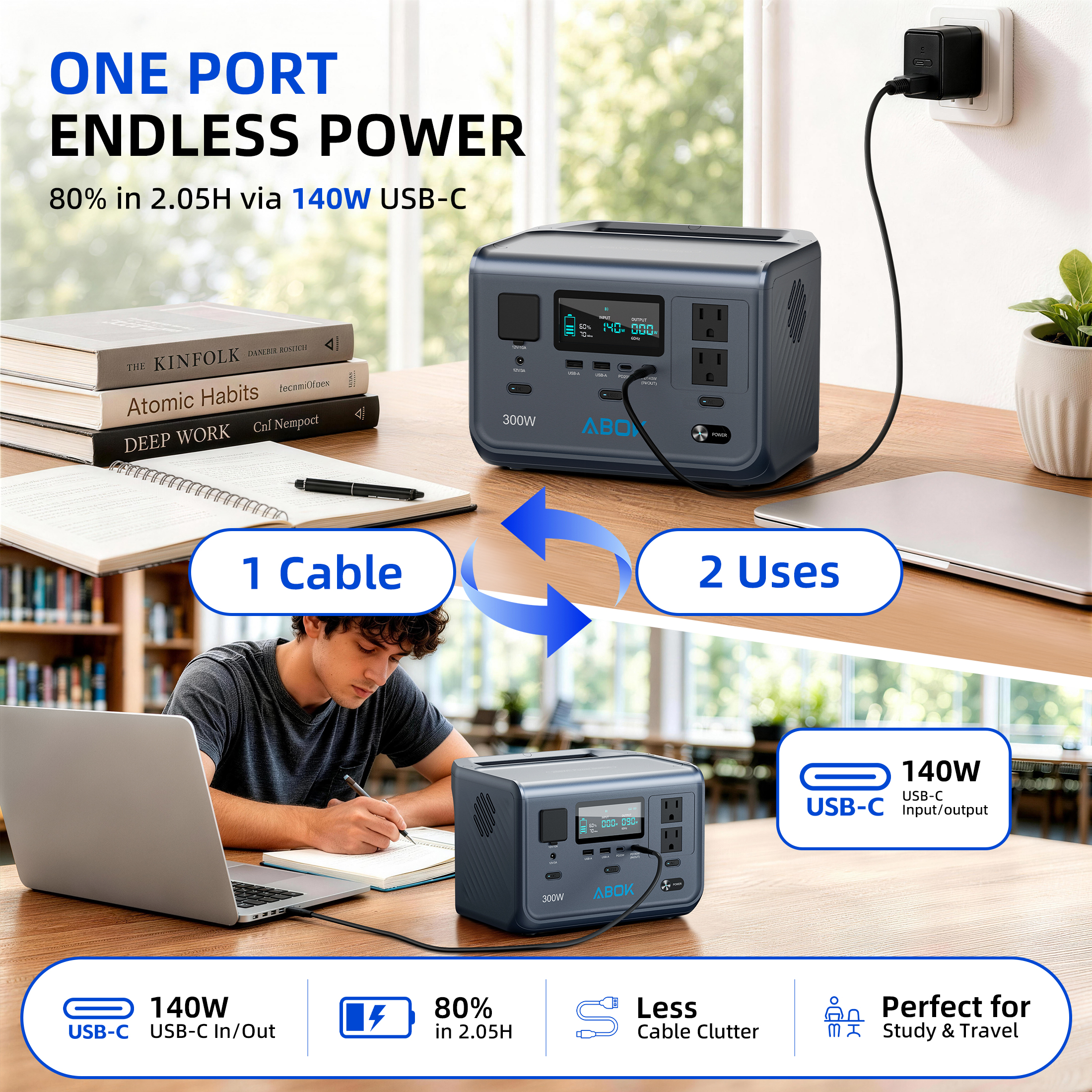 ABOK US EU Local Stock Portable Power Station Solar Generator LiFePO4 Battery Backup Outdoor Camping Emergency Energy Storage
