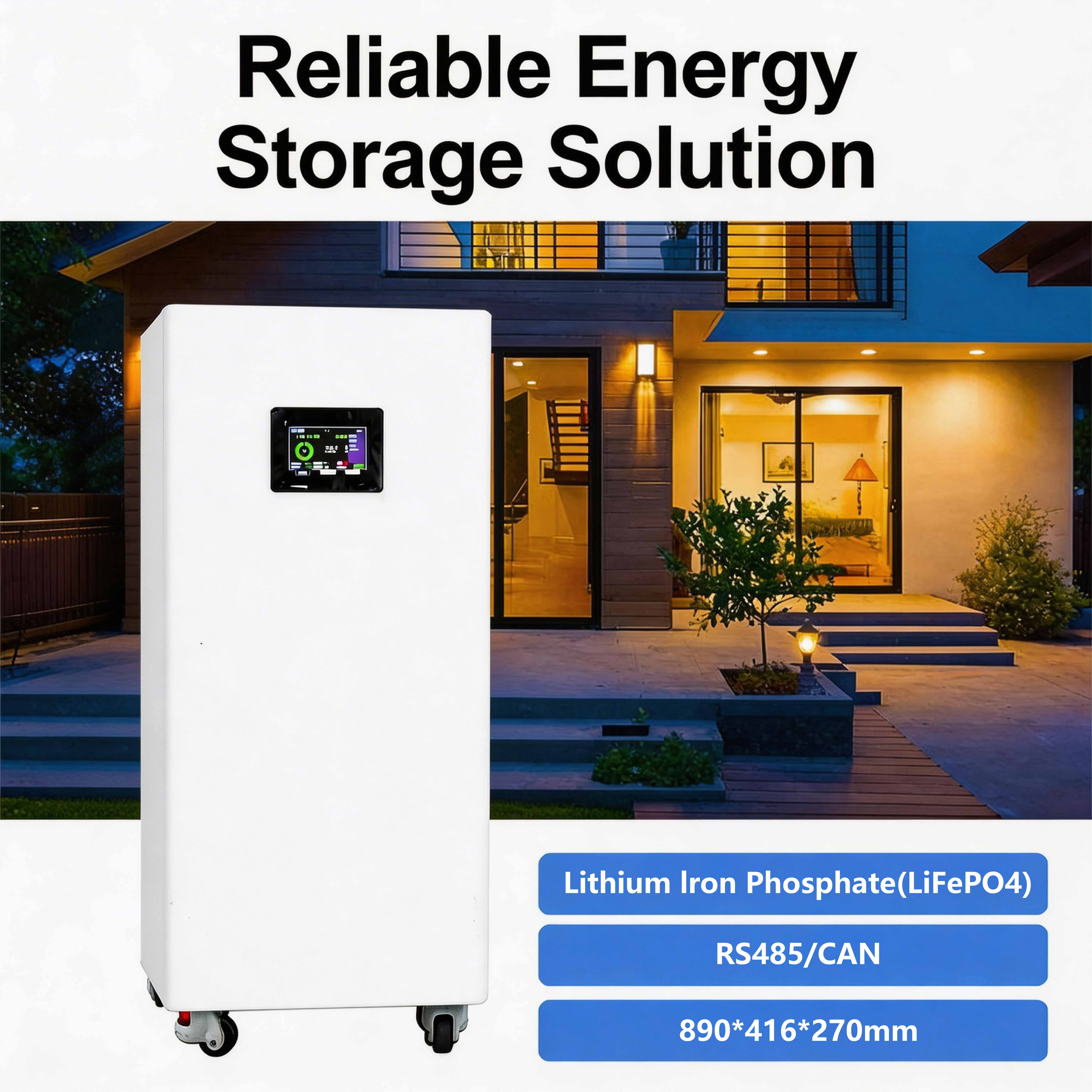 Lithium Ion Battery Home Energy Storage System 51.2V 314Ah 16Kwh 17Kwh Solar Battery With LCD Touch Screen