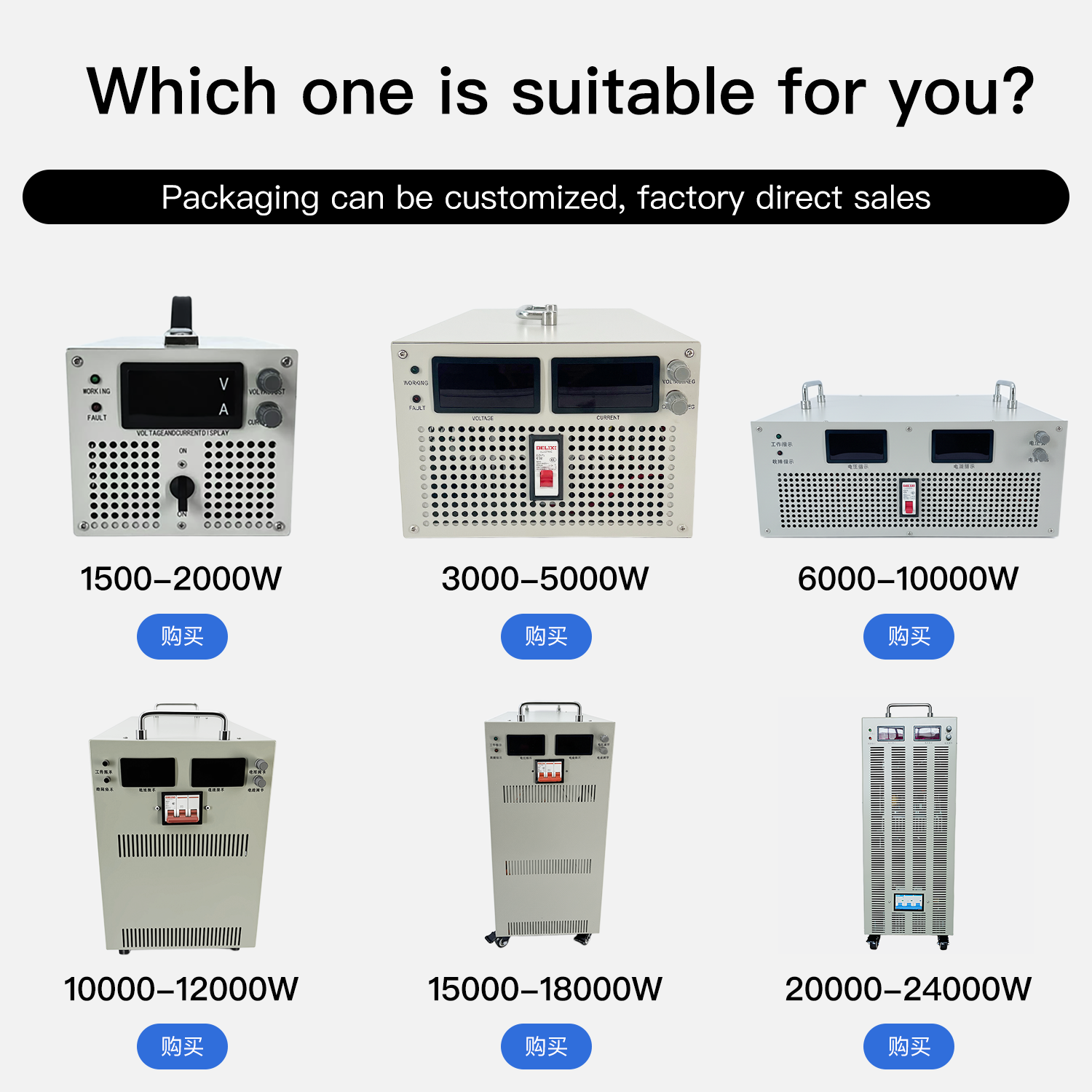 Output 12000W 24-1000V DC Power Supply Switching Regulated with Single Output High Efficiency
