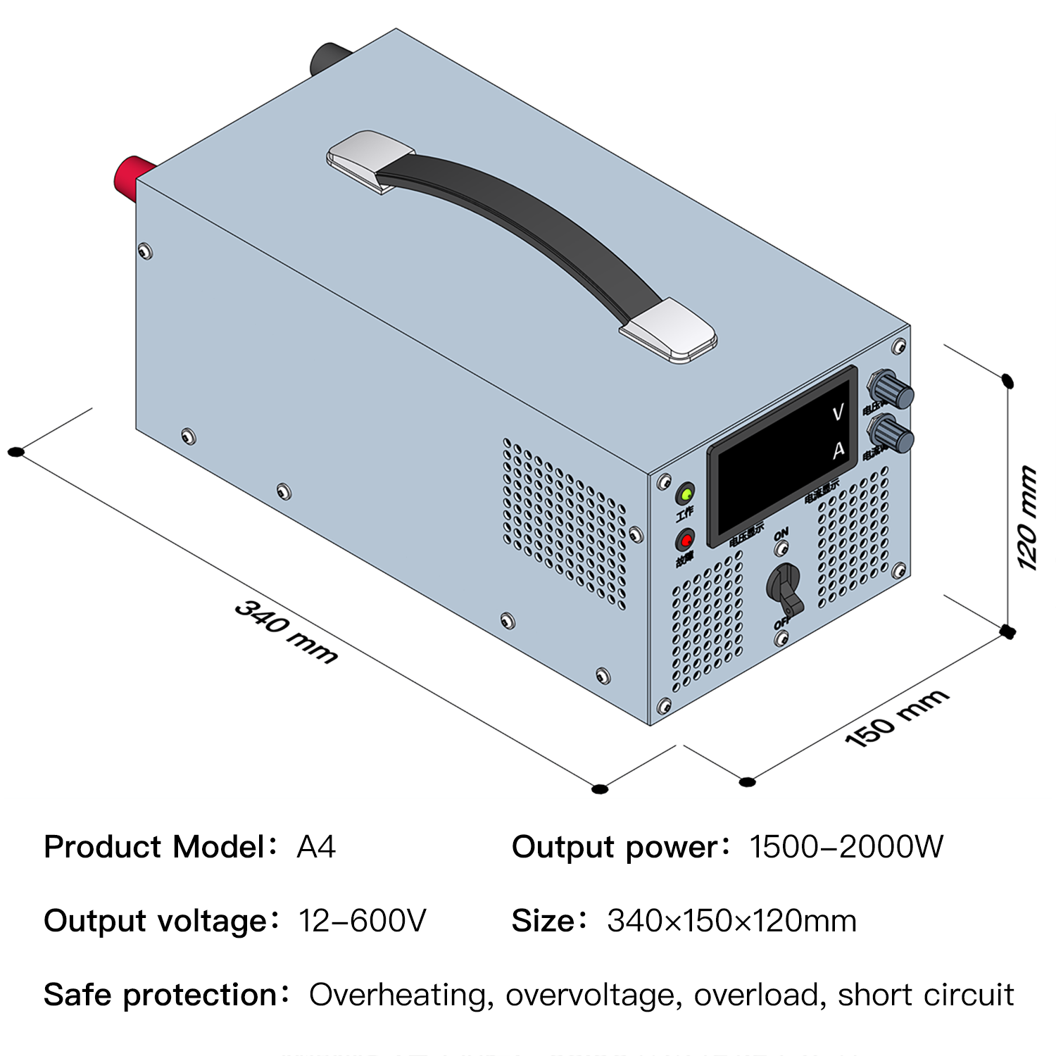 High-Power Single 80V-1800W AC-DC Power Supply Switch 12V-600V Optional Voltage for Industrial Electrical Equipment DC Motors