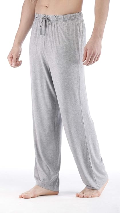 Calças de Pijama em Viscose de Bambu para Homens, Calças de Lounge Macias, Suéteres Grandes e Longos, Calças de Dormir Leves com Corda, Ajuste Solto
