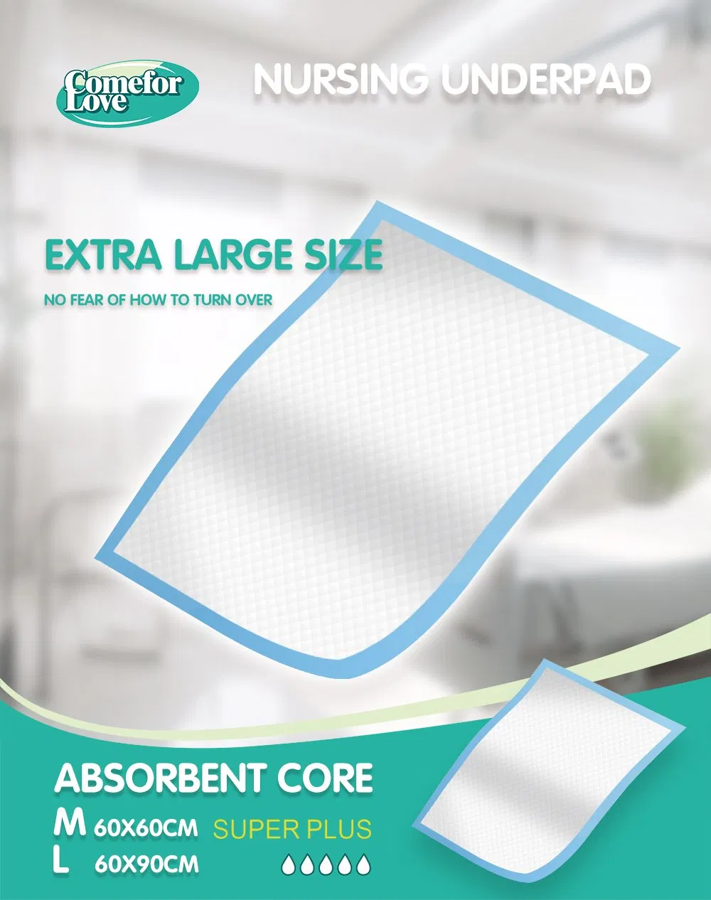 Protetores de cama descartáveis ultra absorventes para incontinência para adultos e idosos